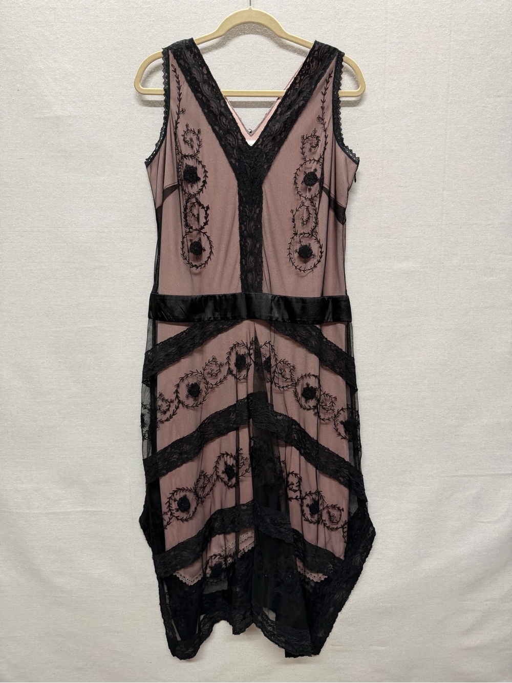Roaman's Sheer Lace Overlay V-Neck Dress - size 12W